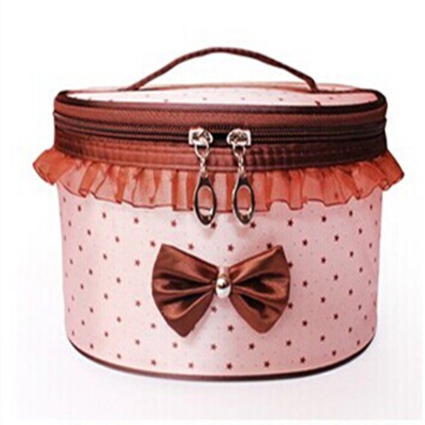 hot sale polyester round cosmetic box makeup box for travel 