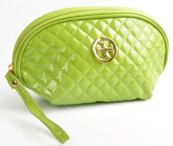 Shiny pu Quilted Cosmetic ...